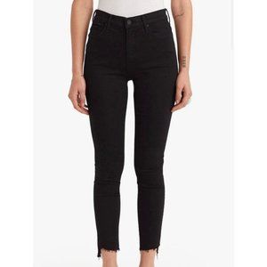 MOTHER denim Black Stunner Zip Ankle Fray Not Guilty Jeans